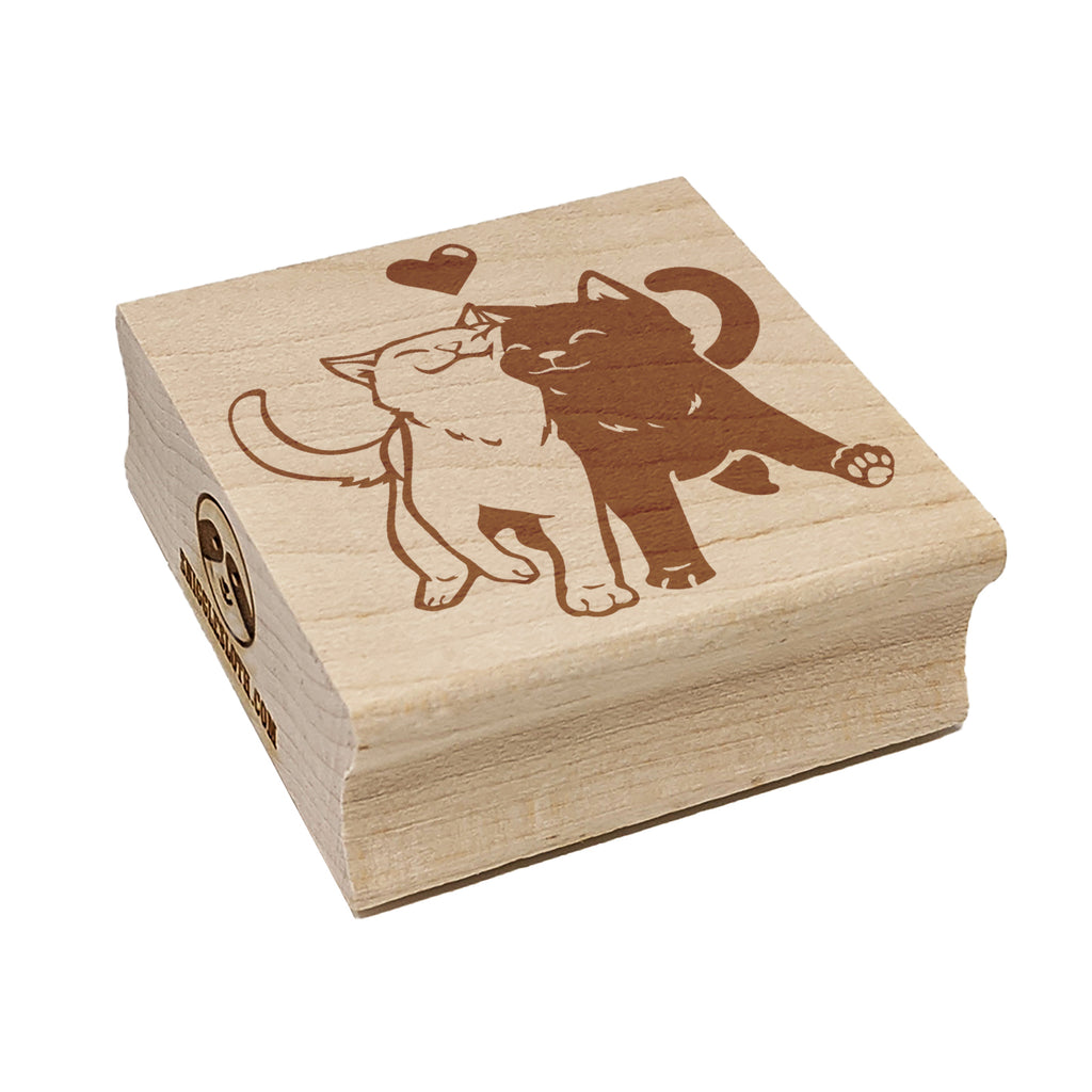 Snuggling Cat Couple Love Anniversary Valentine's Day Square Rubber Stamp for Stamping Crafting