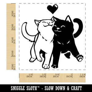 Snuggling Cat Couple Love Anniversary Valentine's Day Square Rubber Stamp for Stamping Crafting