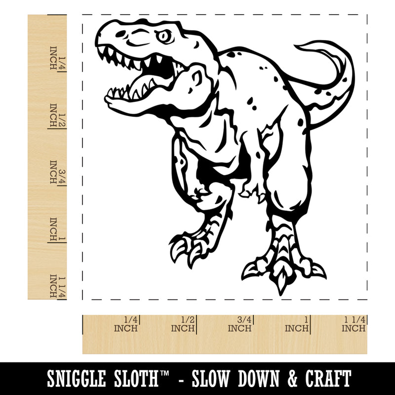 Tyrannosaurus Rex T-Rex Dinosaur on the Hunt Square Rubber Stamp for Stamping Crafting