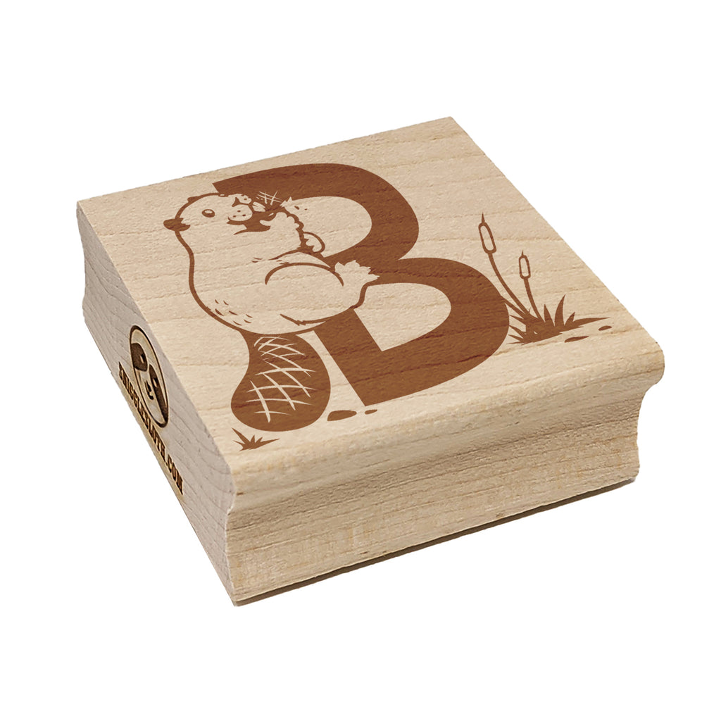 Animal Alphabet Letter B for Beaver Square Rubber Stamp for Stamping Crafting