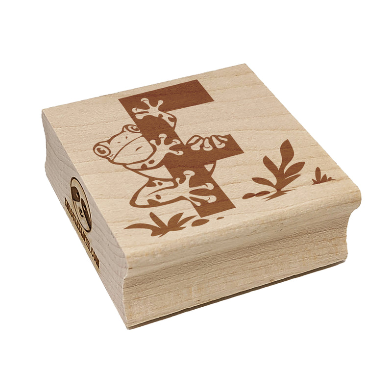 Animal Alphabet Letter F for Frog Square Rubber Stamp for Stamping Crafting