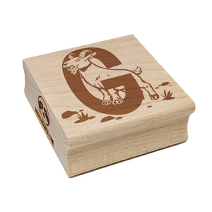 Animal Alphabet Letter G for Goat Square Rubber Stamp for Stamping Crafting