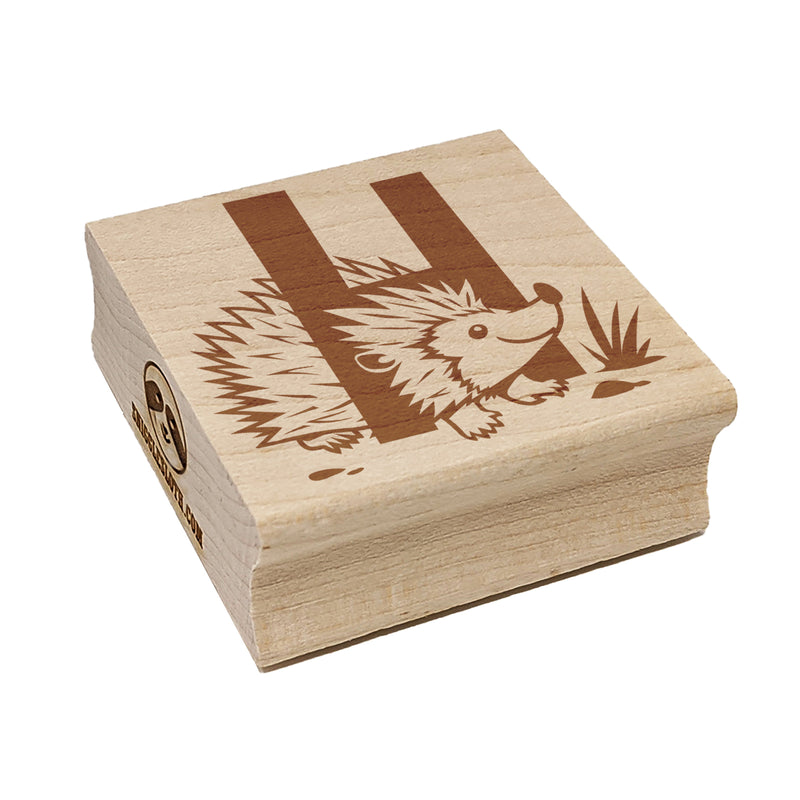 Animal Alphabet Letter H for Hedgehog Square Rubber Stamp for Stamping Crafting