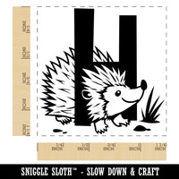 Animal Alphabet Letter H for Hedgehog Square Rubber Stamp for Stamping Crafting