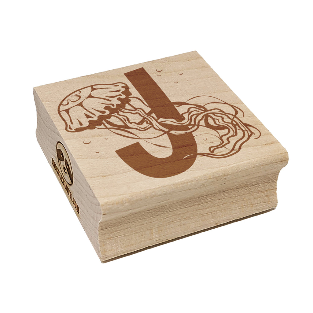 Animal Alphabet Letter J for Jellyfish Square Rubber Stamp for Stamping Crafting