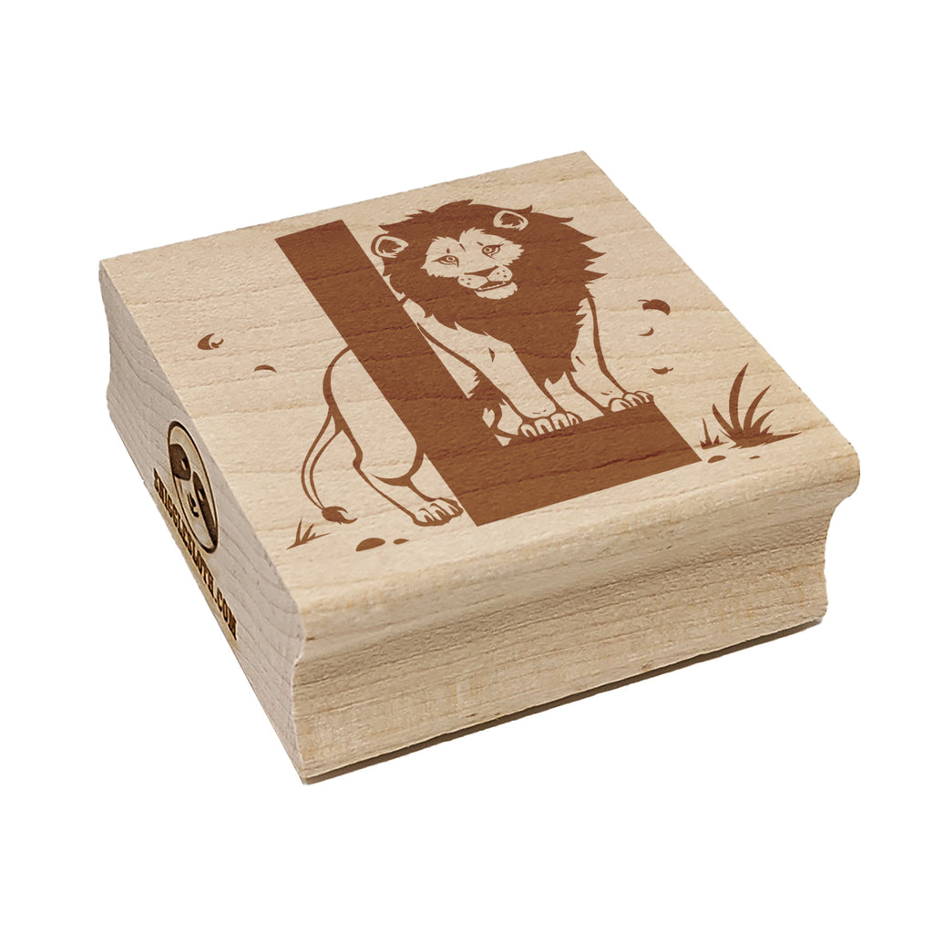 Animal Alphabet Letter L for Lion Square Rubber Stamp for Stamping Crafting