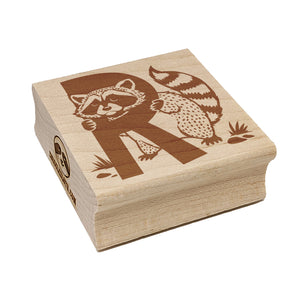 Animal Alphabet Letter R for Raccoon Square Rubber Stamp for Stamping Crafting