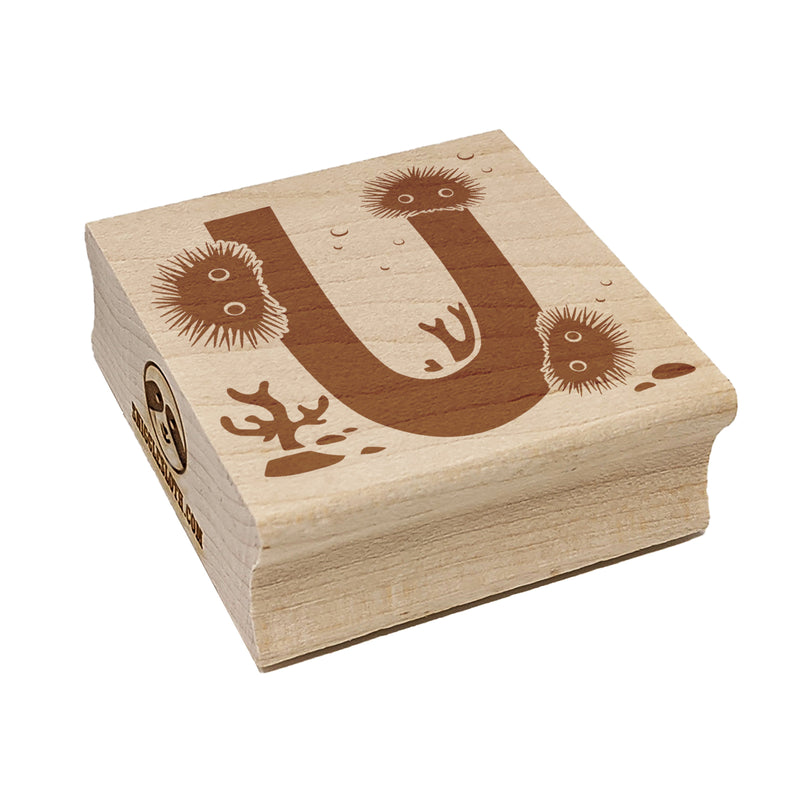 Animal Alphabet Letter U for Urchin Square Rubber Stamp for Stamping Crafting