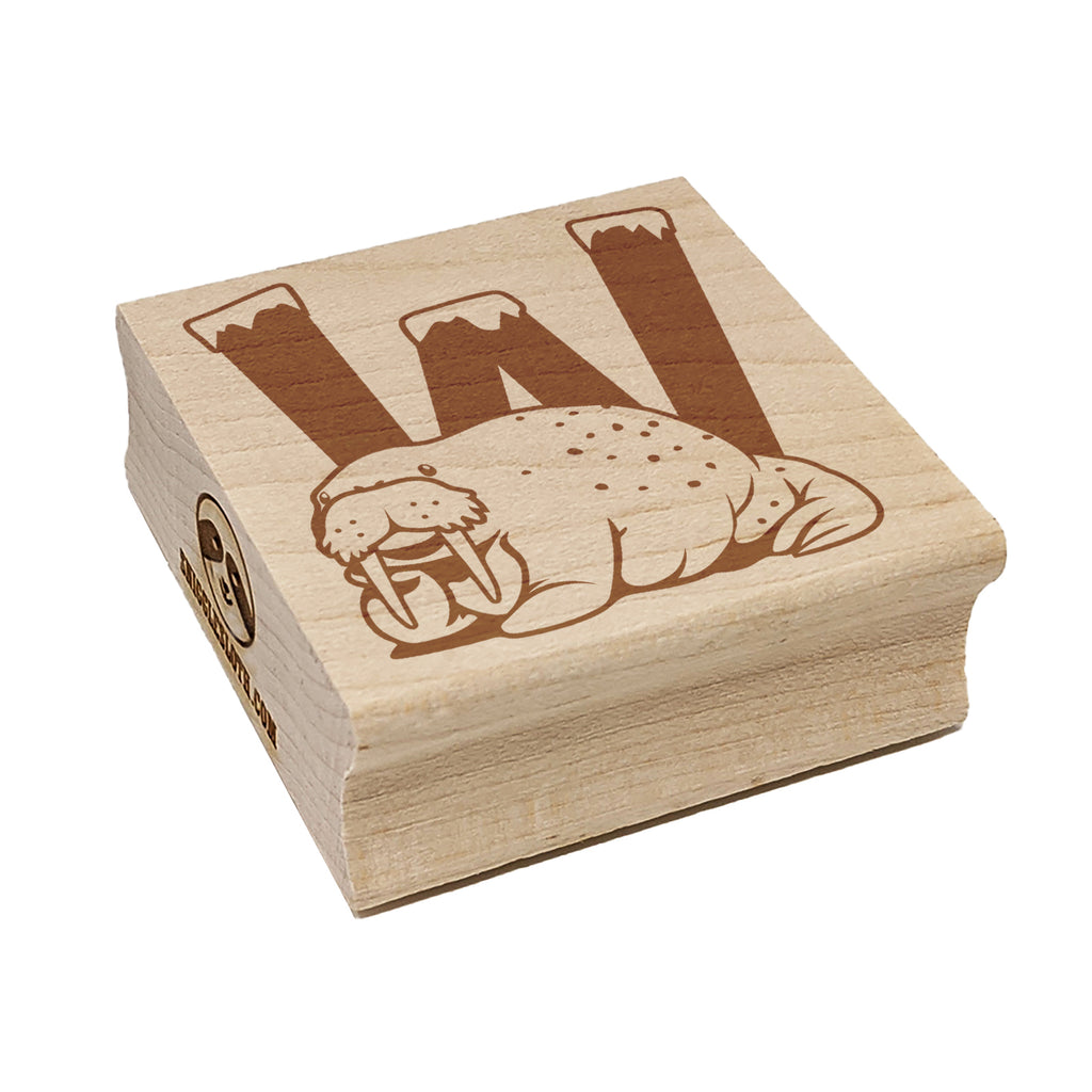 Animal Alphabet Letter W for Walrus Square Rubber Stamp for Stamping Crafting
