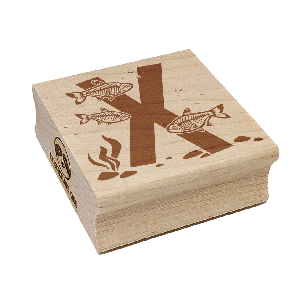 Animal Alphabet Letter X for X-Ray Tetra Fish Square Rubber Stamp for Stamping Crafting