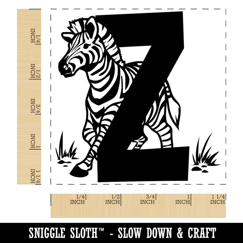 Animal Alphabet Letter Z for Zebra Square Rubber Stamp for Stamping Crafting
