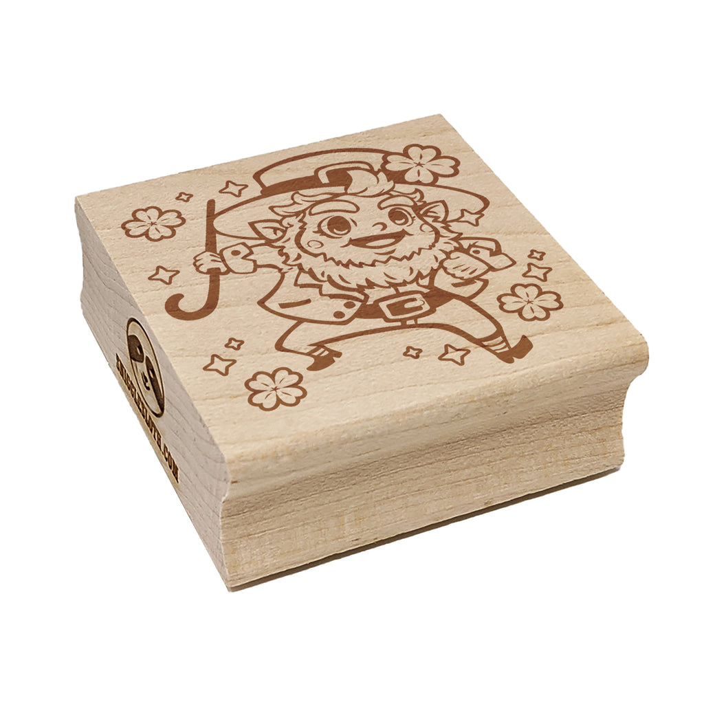 Cute and Jolly Saint Patrick's Day Leprechaun Square Rubber Stamp for Stamping Crafting