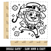 Cute and Jolly Saint Patrick's Day Leprechaun Square Rubber Stamp for Stamping Crafting