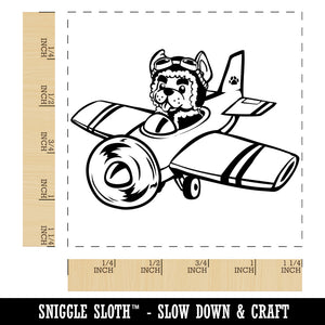 Puppy Pilot Dog in Airplane Square Rubber Stamp for Stamping Crafting