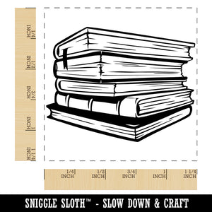 Stack Pile of Books Reading Square Rubber Stamp for Stamping Crafting