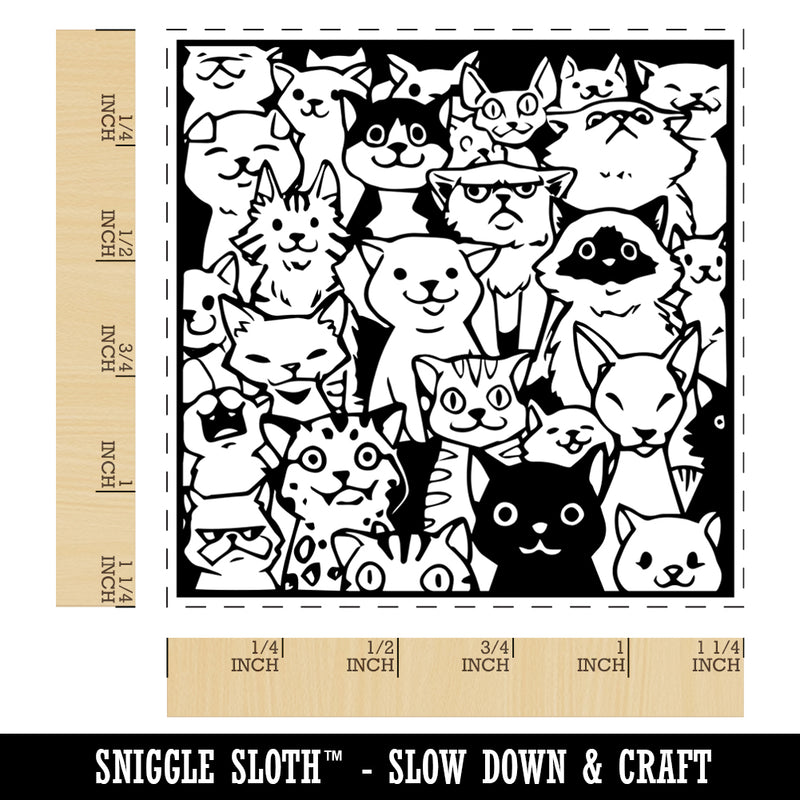 Too Many Cats in a Box Square Rubber Stamp for Stamping Crafting