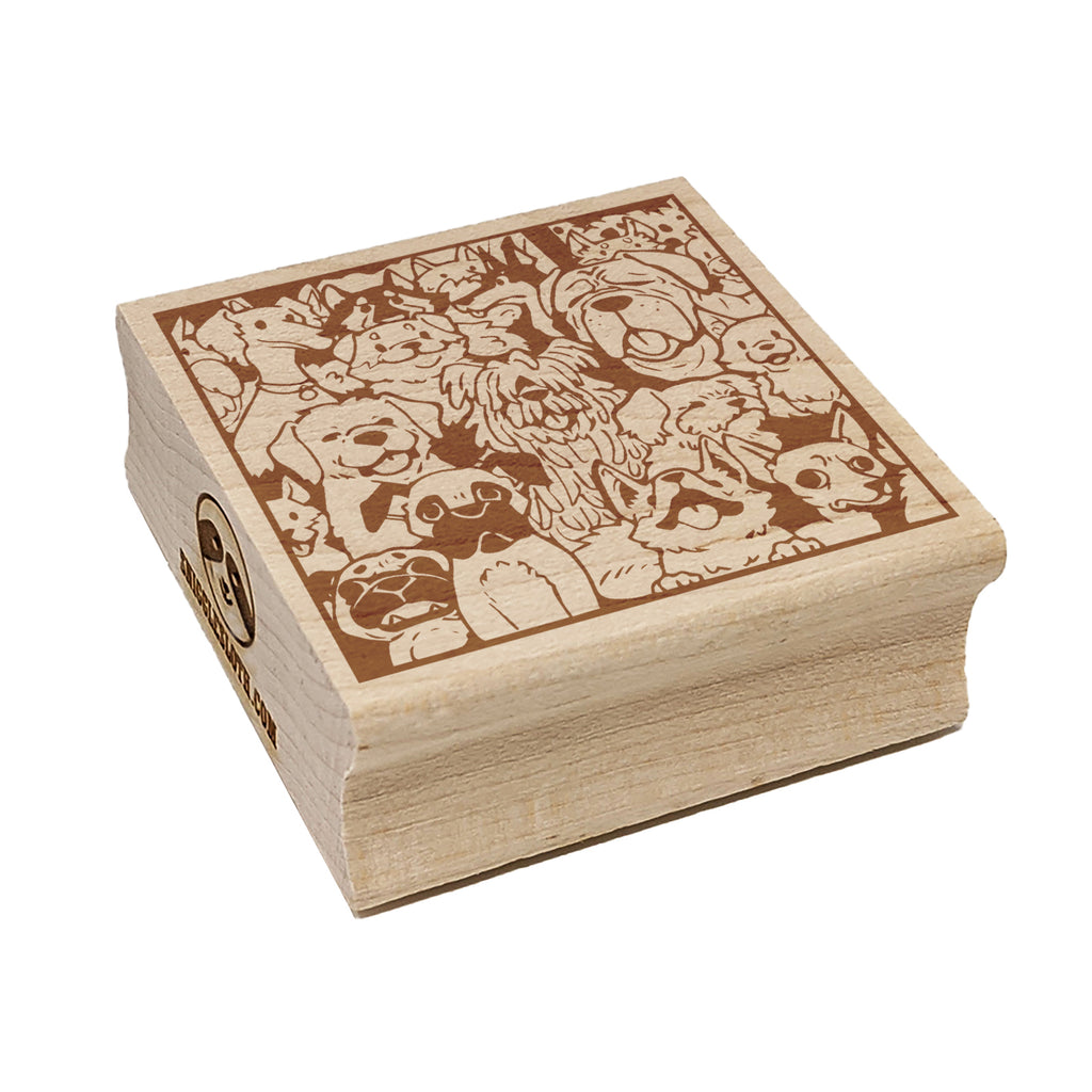Too Many Dogs in a Box Square Rubber Stamp for Stamping Crafting