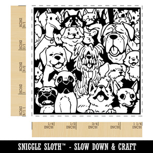 Too Many Dogs in a Box Square Rubber Stamp for Stamping Crafting