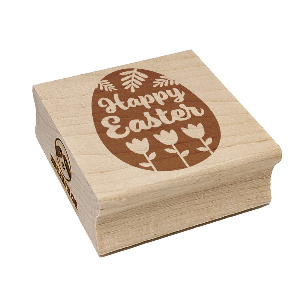 Happy Easter Egg Flowers Square Rubber Stamp for Stamping Crafting