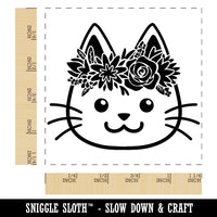 Cat Wearing a Flower Crown Square Rubber Stamp for Stamping Crafting