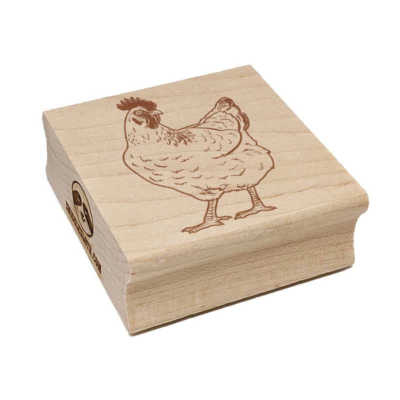 Curious Hen Chicken Square Rubber Stamp for Stamping Crafting