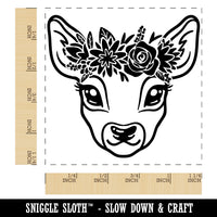 Deer Doe Wearing a Flower Crown Square Rubber Stamp for Stamping Crafting