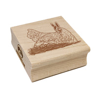 Easter Bunny Hen Laying on Eggs Holiday Chicken Square Rubber Stamp for Stamping Crafting