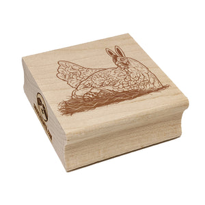 Easter Bunny Hen Laying on Eggs Holiday Chicken Square Rubber Stamp for Stamping Crafting