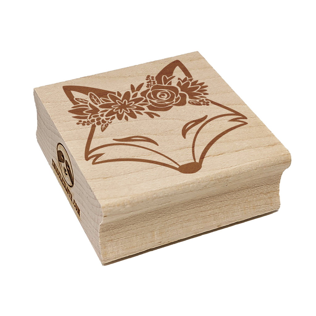 Fox Wearing a Flower Crown Square Rubber Stamp for Stamping Crafting