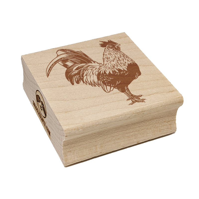 Handsome Rooster Chicken Square Rubber Stamp for Stamping Crafting