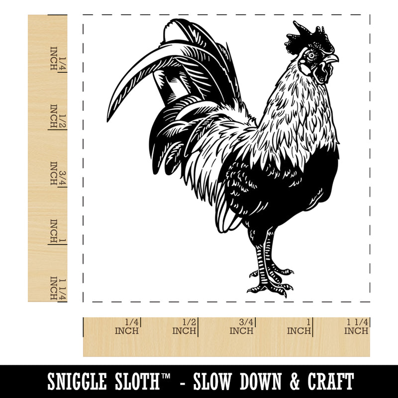 Handsome Rooster Chicken Square Rubber Stamp for Stamping Crafting