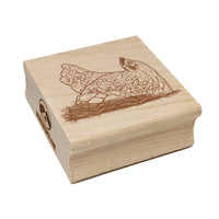 Hen Laying on Eggs in a Nest Chicken Square Rubber Stamp for Stamping Crafting