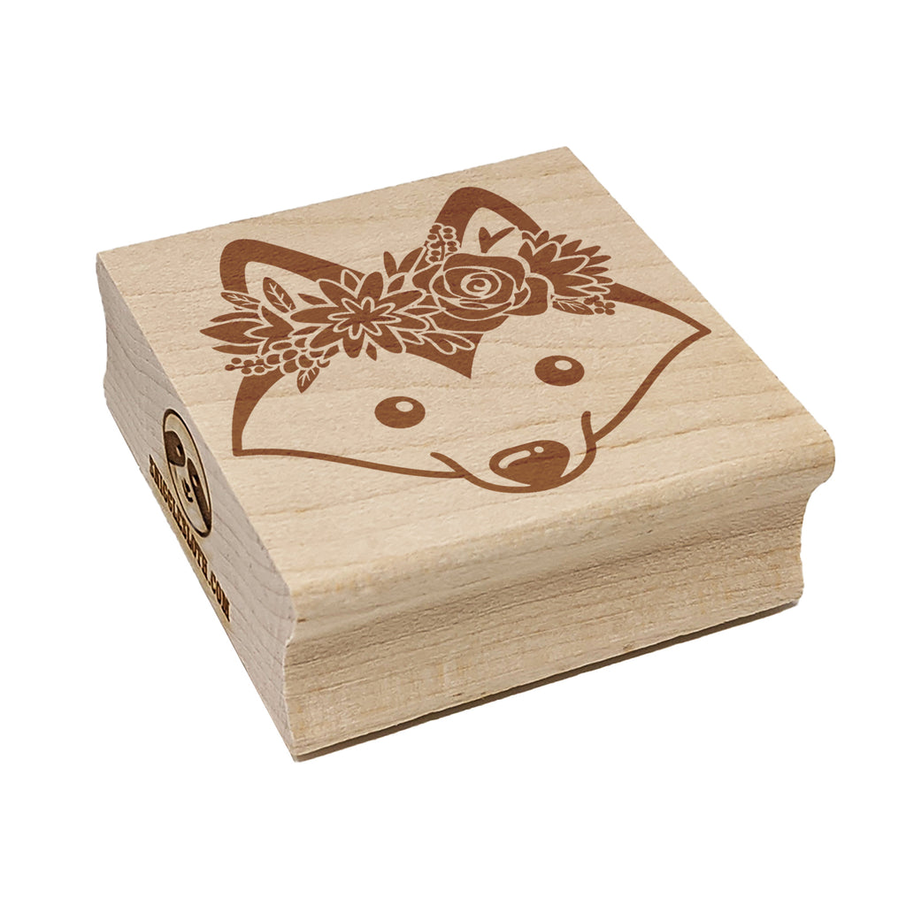 Husky Dog Wearing a Flower Crown Square Rubber Stamp for Stamping Crafting