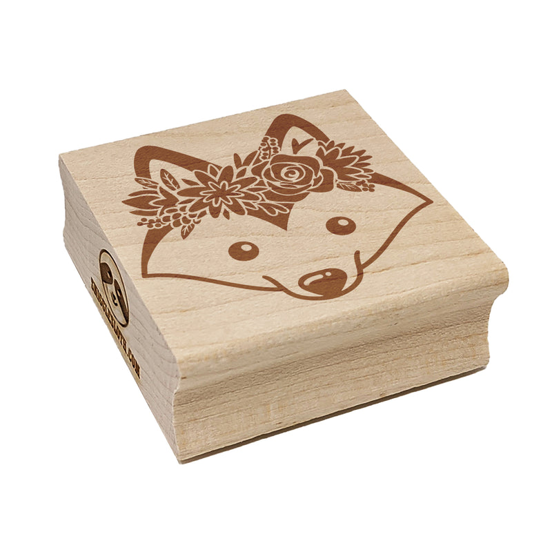 Husky Dog Wearing a Flower Crown Square Rubber Stamp for Stamping Crafting