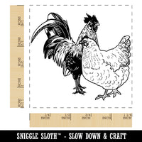 Rooster and Hen Chicken Couple Square Rubber Stamp for Stamping Crafting