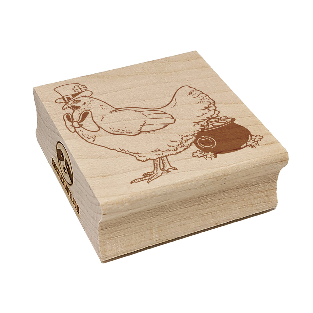 Saint Patrick's Day Leprechaun Hen Holiday Chicken Square Rubber Stamp for Stamping Crafting