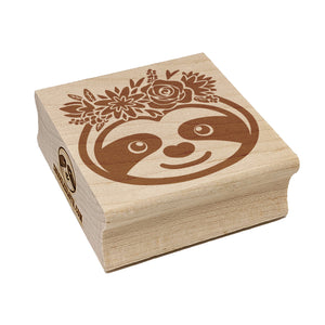 Sloth Wearing a Flower Crown Square Rubber Stamp for Stamping Crafting