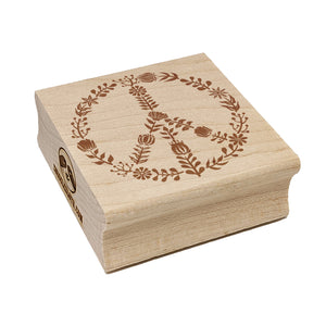 Botanical Flower Peace Sign Square Rubber Stamp for Stamping Crafting