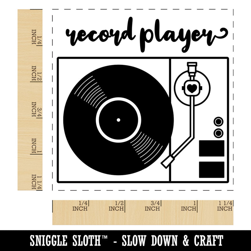 Classic Vintage Retro Record Player Square Rubber Stamp for Stamping Crafting