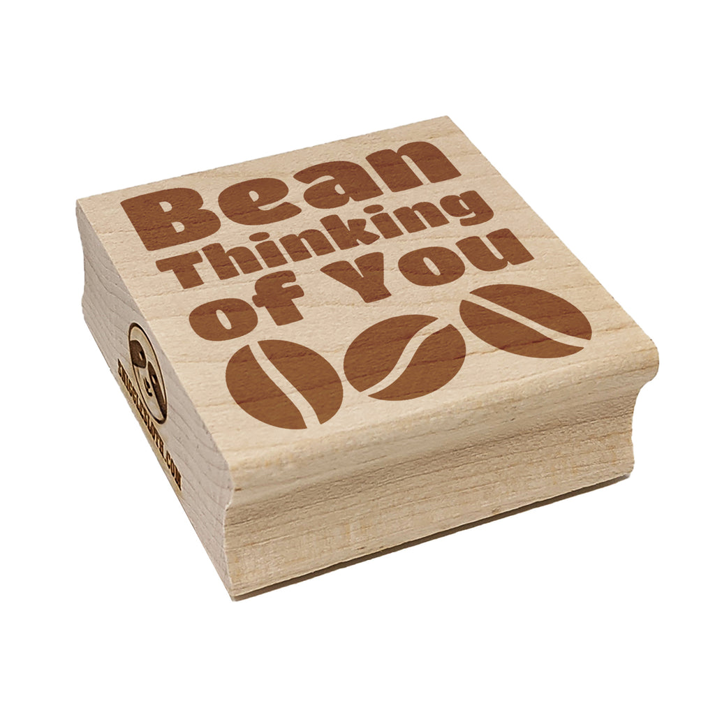 Coffee Bean Been Thinking Of You Cute Pun Square Rubber Stamp for Stamping Crafting