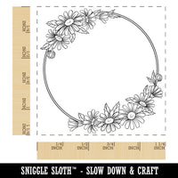 Decorative Summer Daisy Flowers Wreath Square Rubber Stamp for Stamping Crafting