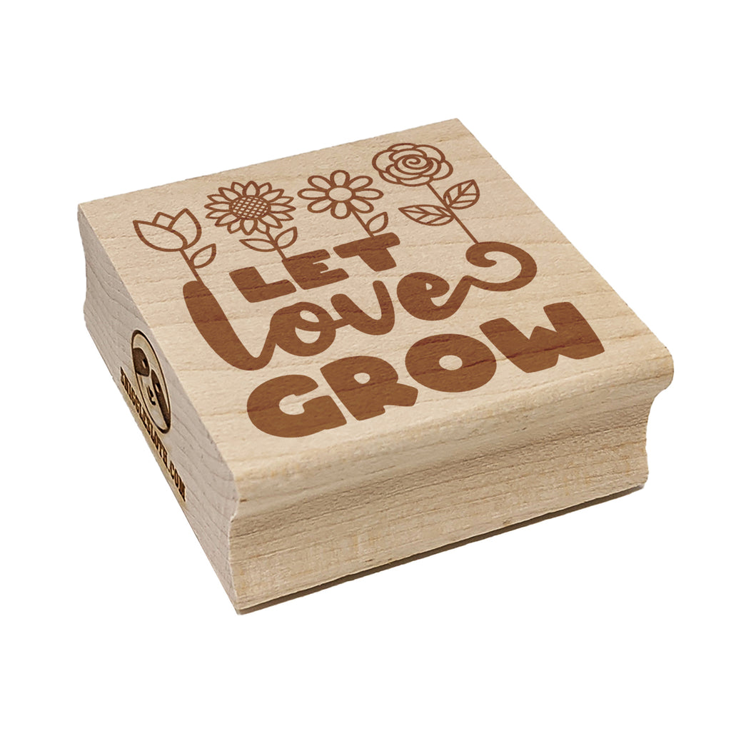 Let Love Grow Sweet Flowers Square Rubber Stamp for Stamping Crafting
