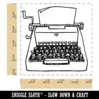 Retro Hand Drawn Vintage Typewriter With Blank Paper Square Rubber Stamp for Stamping Crafting
