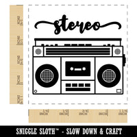 Retro Radio Stereo Cassette Player Boombox Square Rubber Stamp for Stamping Crafting