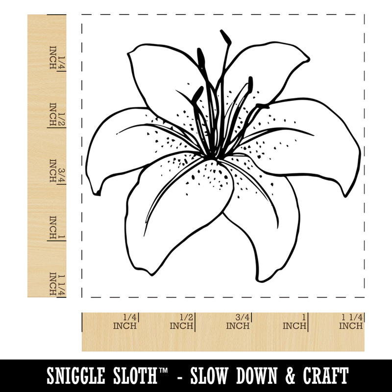Tiger Lily Flower Square Rubber Stamp for Stamping Crafting
