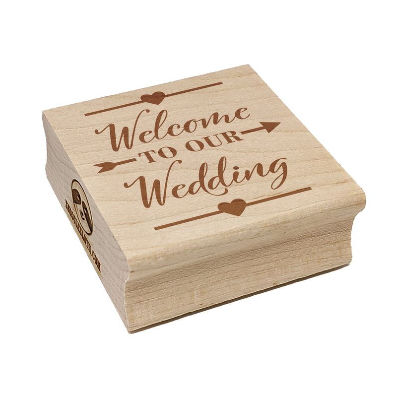 Welcome to Our Wedding with Hearts Square Rubber Stamp for Stamping Crafting