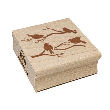 Birds Sitting on Tree Branches Square Rubber Stamp for Stamping Crafting