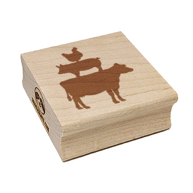 Chicken Pig Cow Stacked Square Rubber Stamp for Stamping Crafting