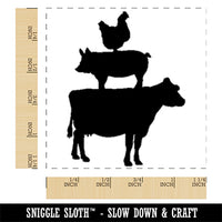 Chicken Pig Cow Stacked Square Rubber Stamp for Stamping Crafting