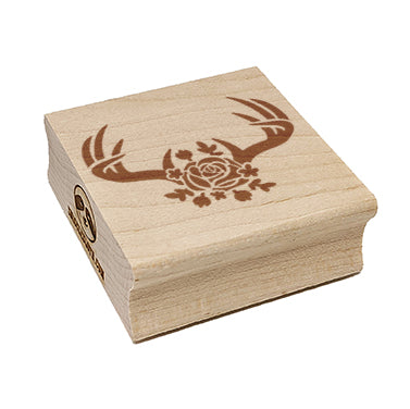 Deer Antlers with Rose Square Rubber Stamp for Stamping Crafting